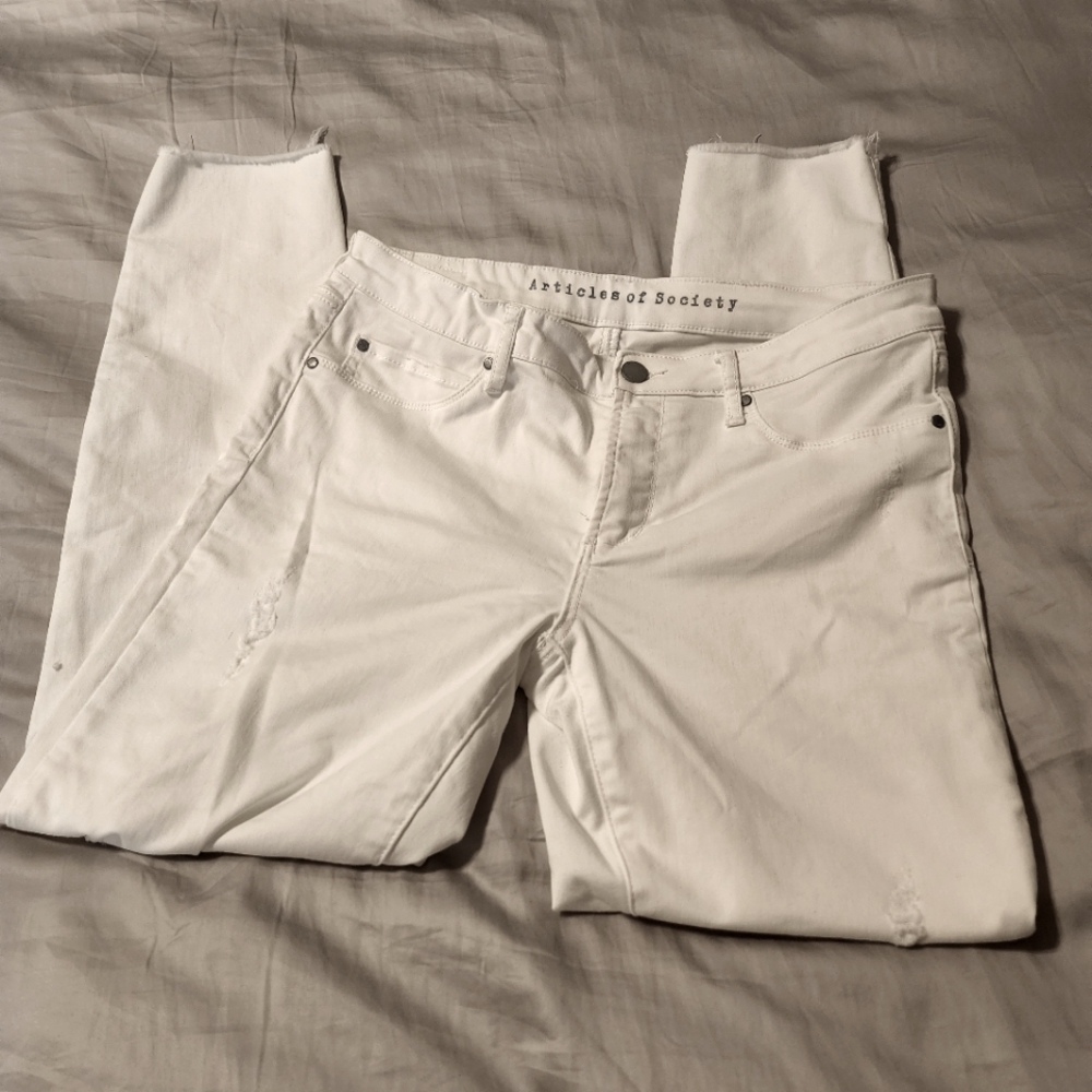 Articles of Society White Fray Hem Skinny Ankle Jeans 30